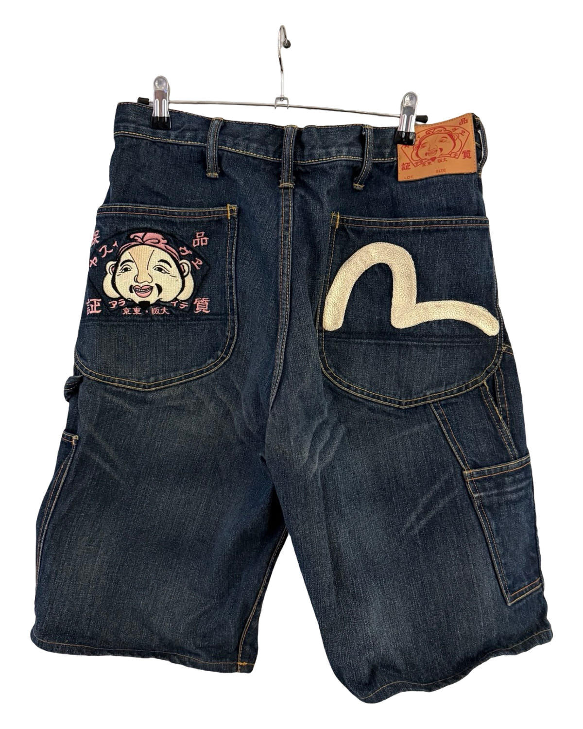 Pantalones cortos de mezclilla Evisu bordados estilo vintage Y2K