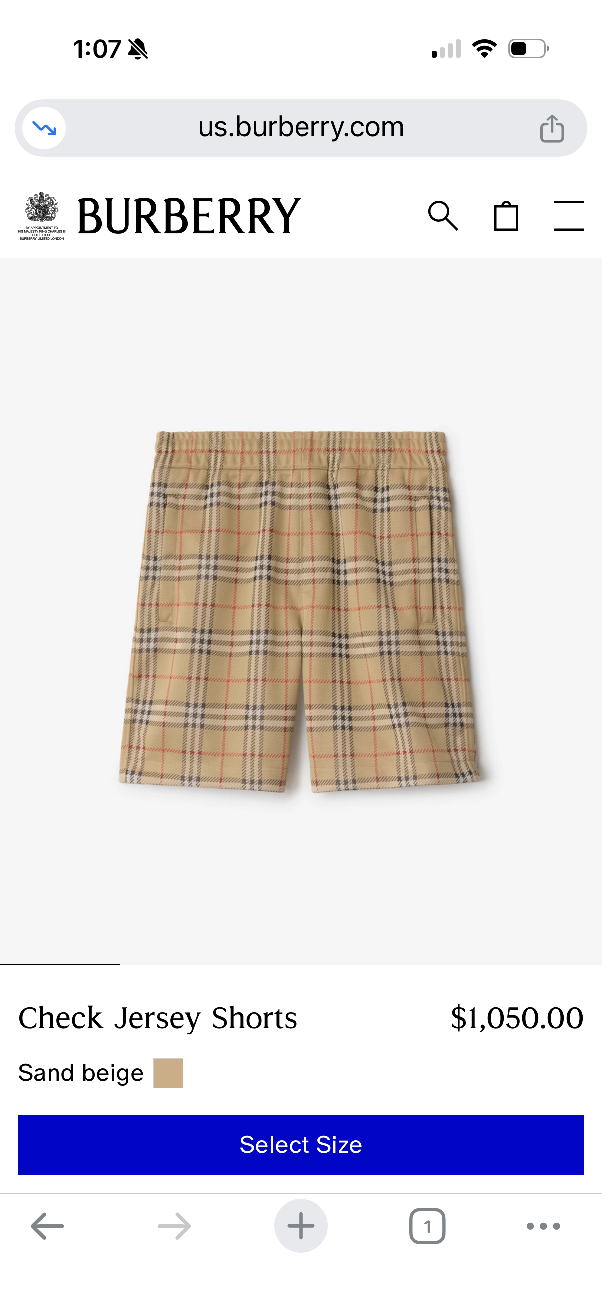 BURBERRY London Check Jersey Shorts