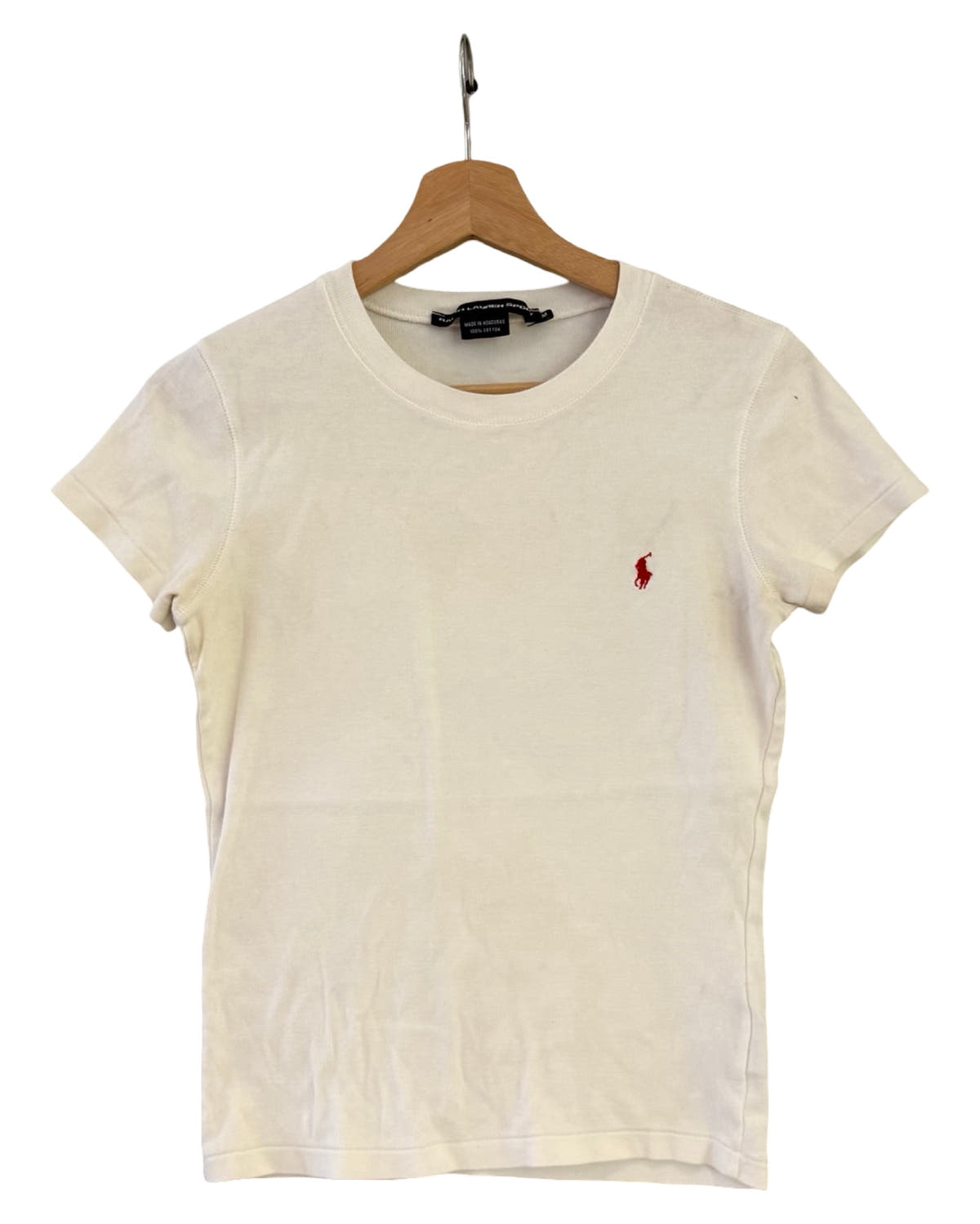 Womens Vintage Polo Ralph Lauren Sport White Red Tee