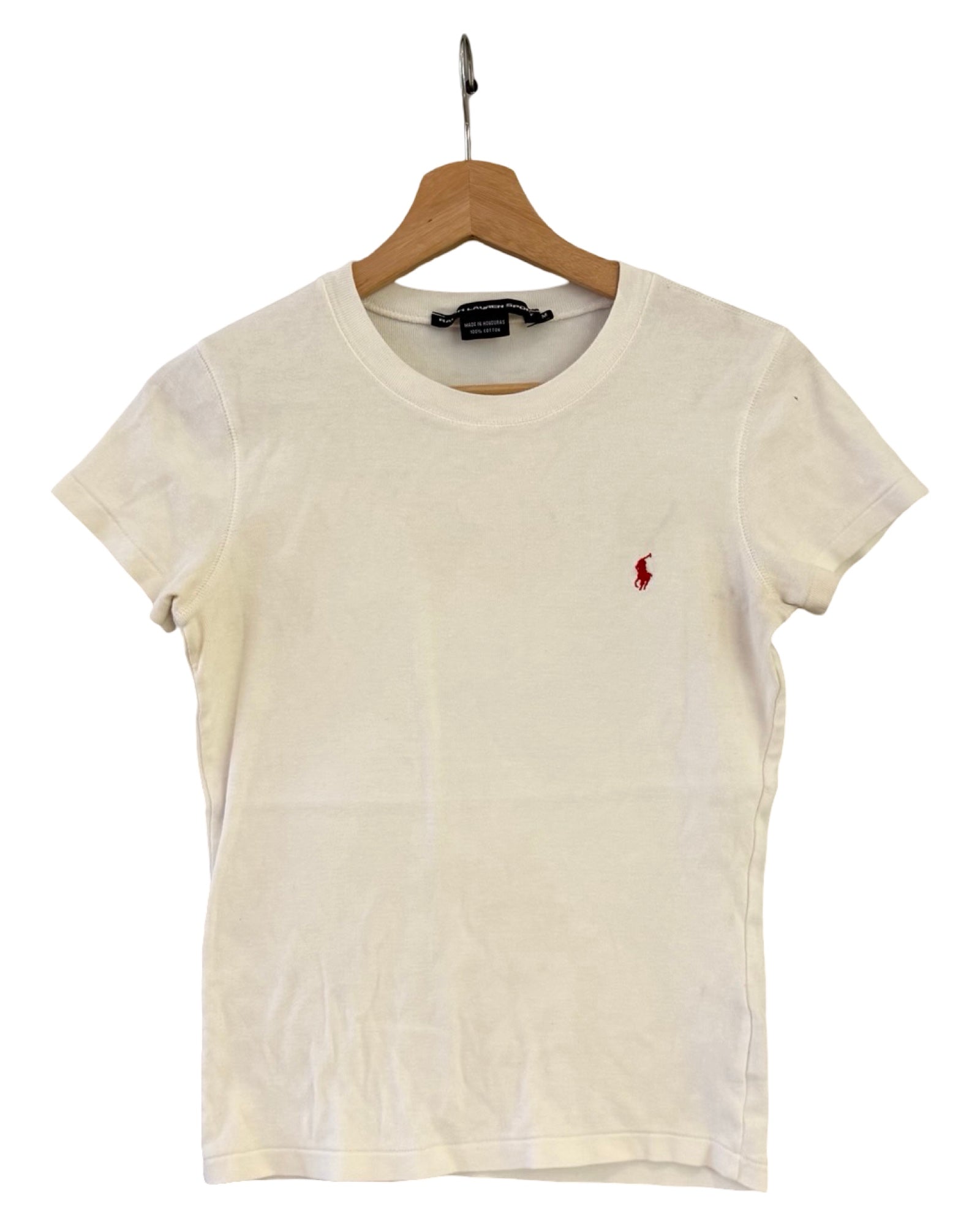 Womens Vintage Polo Ralph Lauren Sport White Red Tee