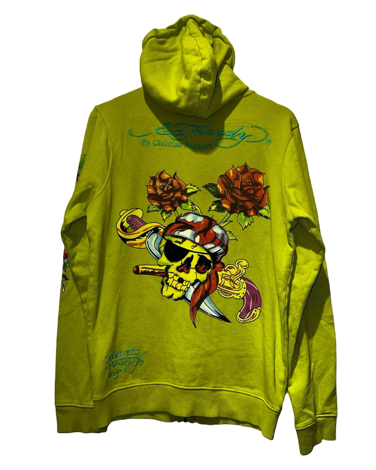 Vintage y2k Ed Hardy Lime Skull Zip Up Hoodie 3rdStrike