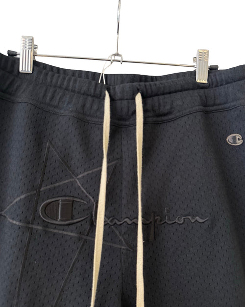 Rick Owens x Champion Black Mesh Long Shorts