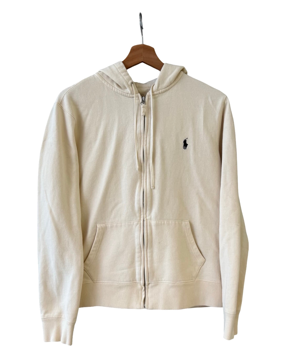 Sudadera con capucha y cremallera color crema vintage de Polo Ralph Lauren