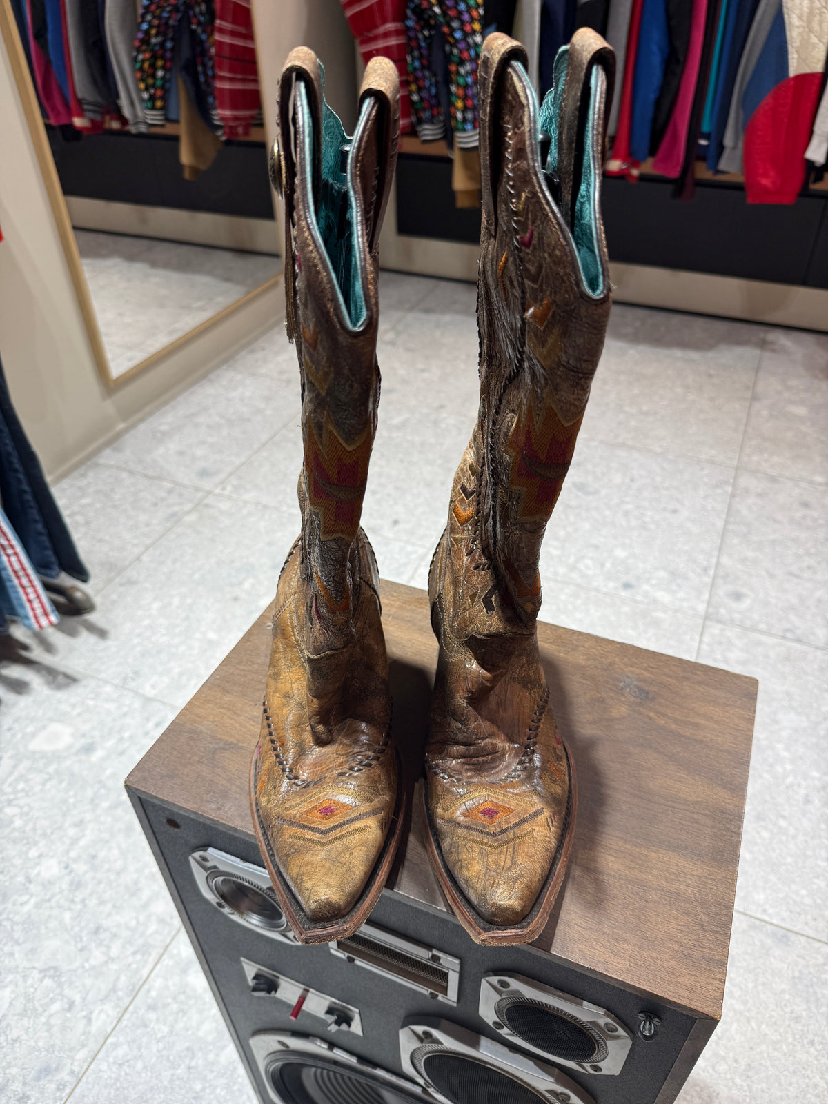 Vintage Women's Corral Women's Aztec Western Boots Size 8