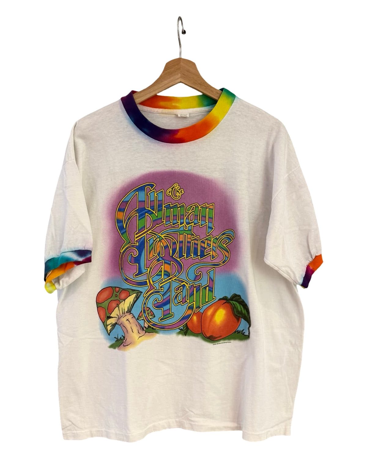Camiseta vintage de los 90 Allman Brothers Band Give Peach, estilo ringer y teñido tie-dye