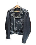 Vintage 90s Black Studded Punk Leather Motorcycle Jacket