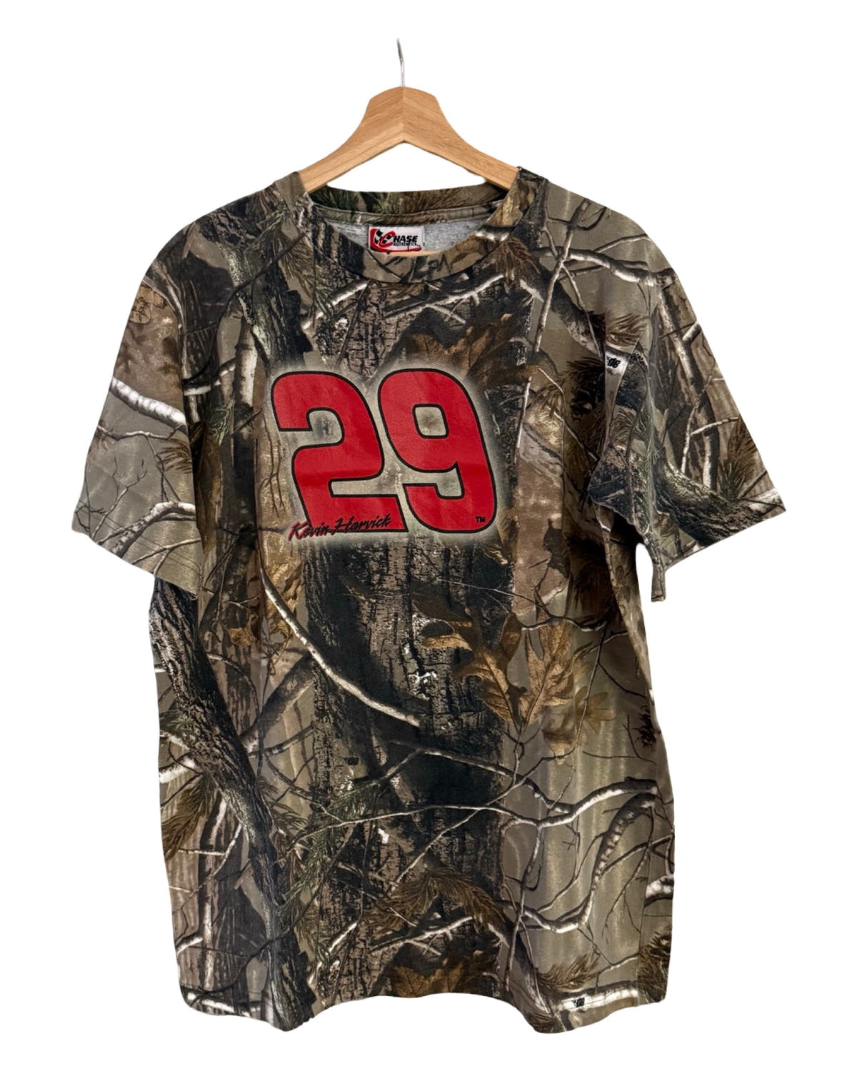 Camiseta vintage Y2K de Nascar Kevin Harvick con estampado de camuflaje Real Tree