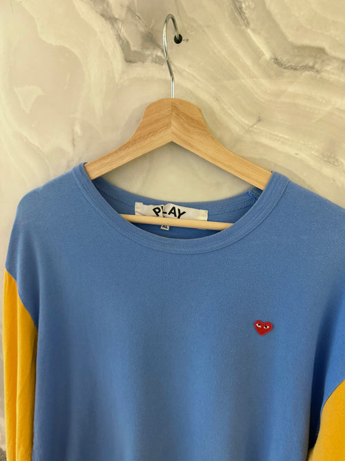 Comme Des Garçons Play Bi-Color Long Sleeve Tee