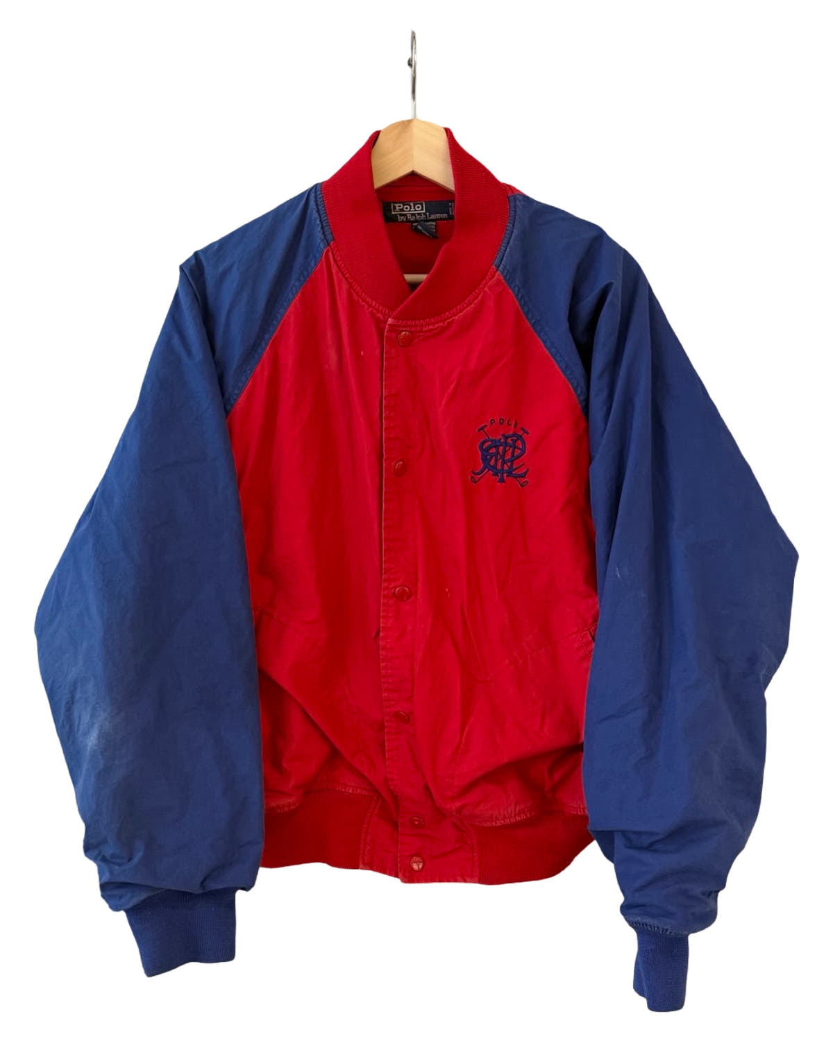 Chaqueta bomber vintage Polo Ralph Lauren de los 90, azul y roja