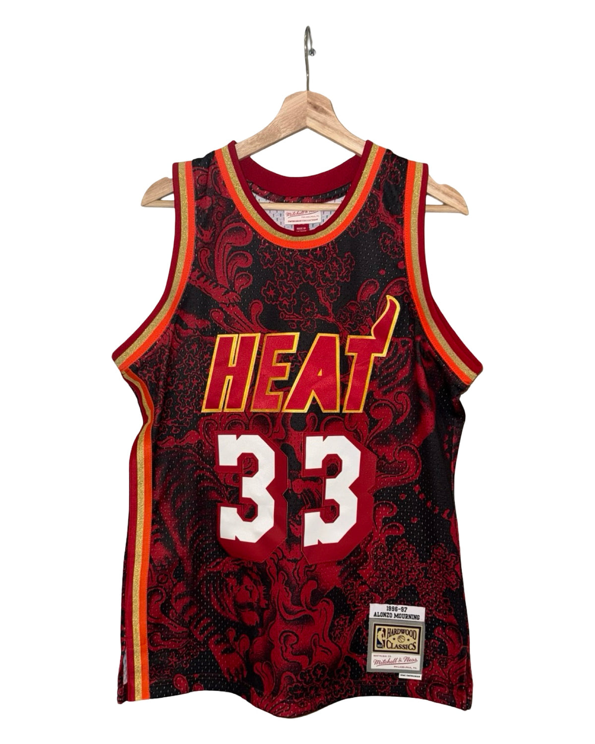 Alonzo Mourning Miami Heat #33 Mitchell & Ness Big Face Jersey