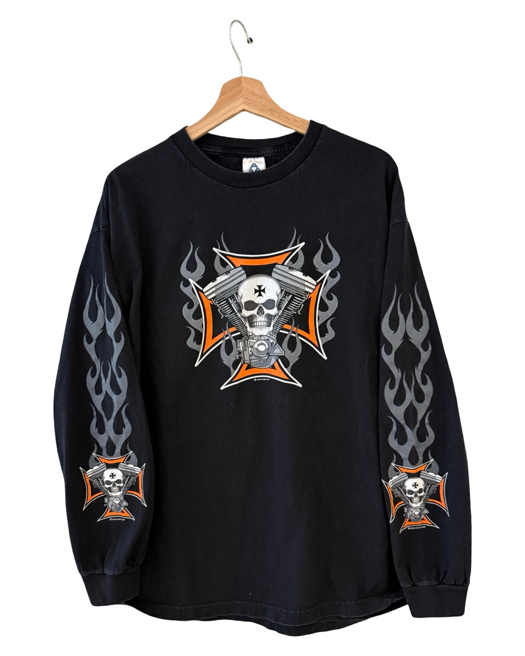 Vintage Alter Ego Motorcycle Long Sleeve Flames Tee