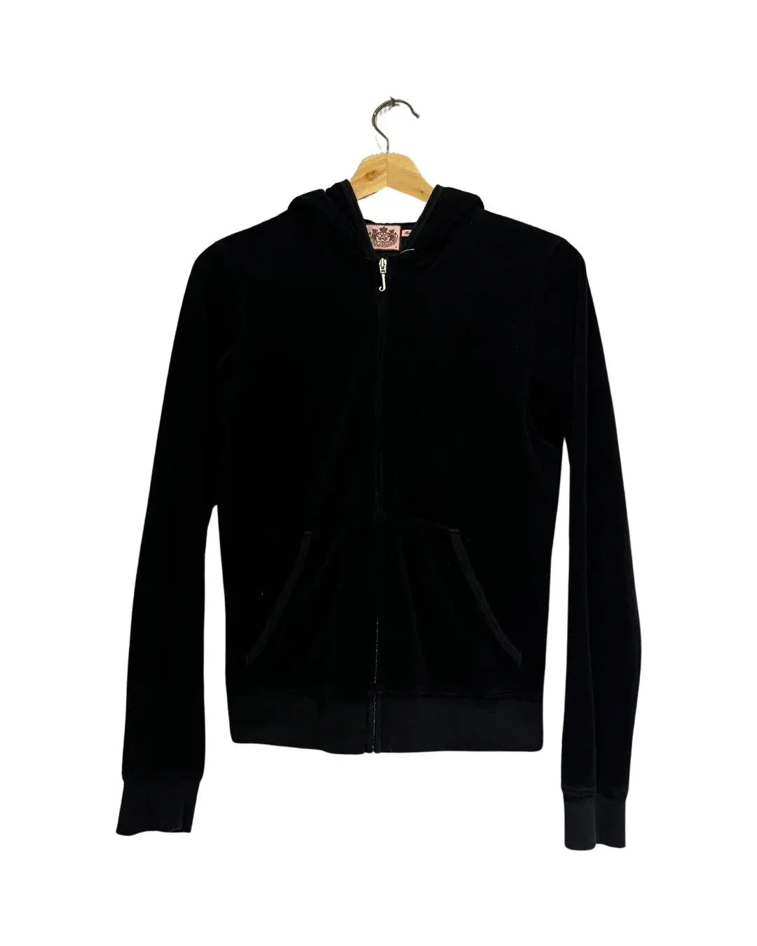 y2k Juicy Couture Black Terry Cloth Zip Up Hoodie 3rdStrike