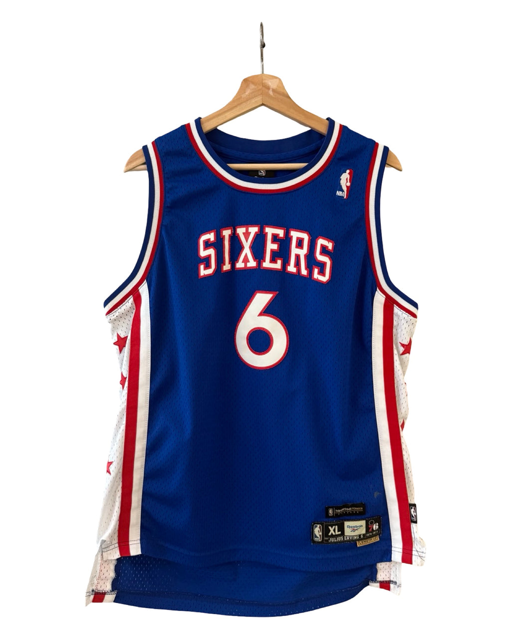 Vintage Phildelphia 76ers Julius Erving 6 NBA Reebok Jersey