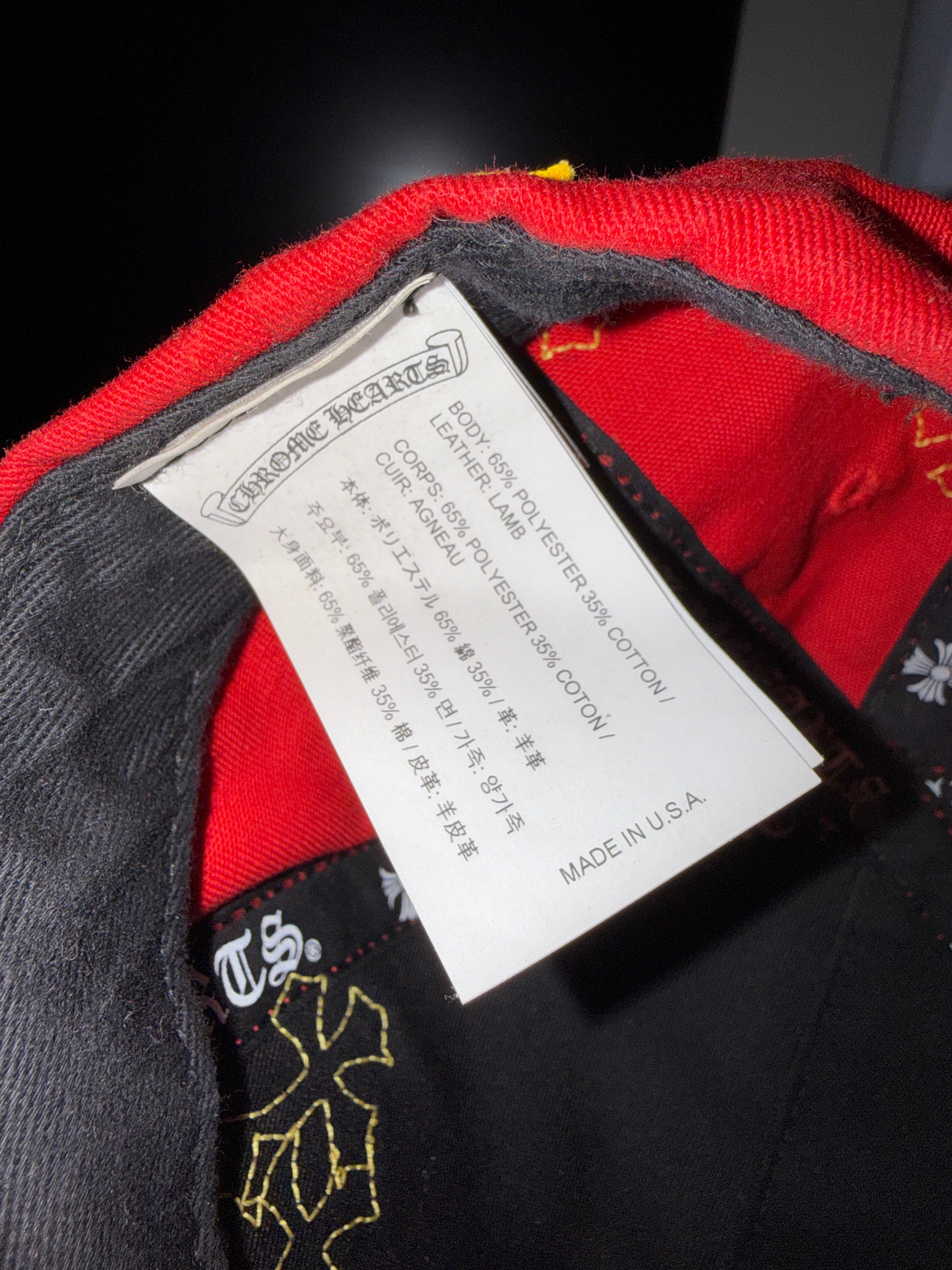 Chrome Hearts Red & Yellow Multi Leather Cross Hat KIF Vintage
