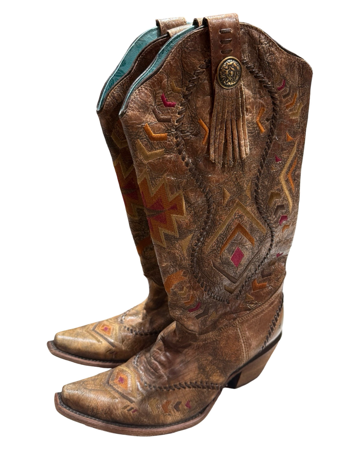 Vintage Women's Corral Women's Aztec Western Boots Size 8