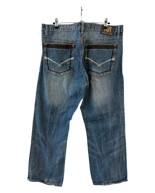 Vintage y2k Request Leather Trim Baggy Jeans