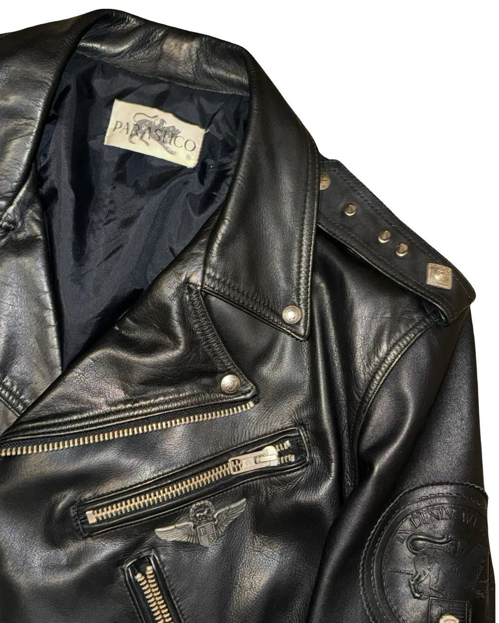 Vintage 90s Parasuco Studded Perfecto Leather Motorcycle Jacket KIF Vintage