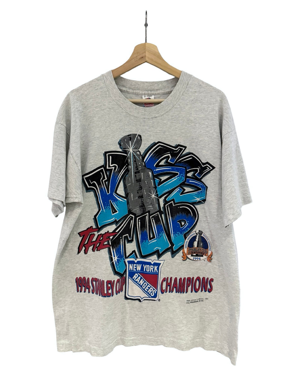 Vintage 1994 New York Rangers Stanley Cup NHL Kiss The Cup Tee