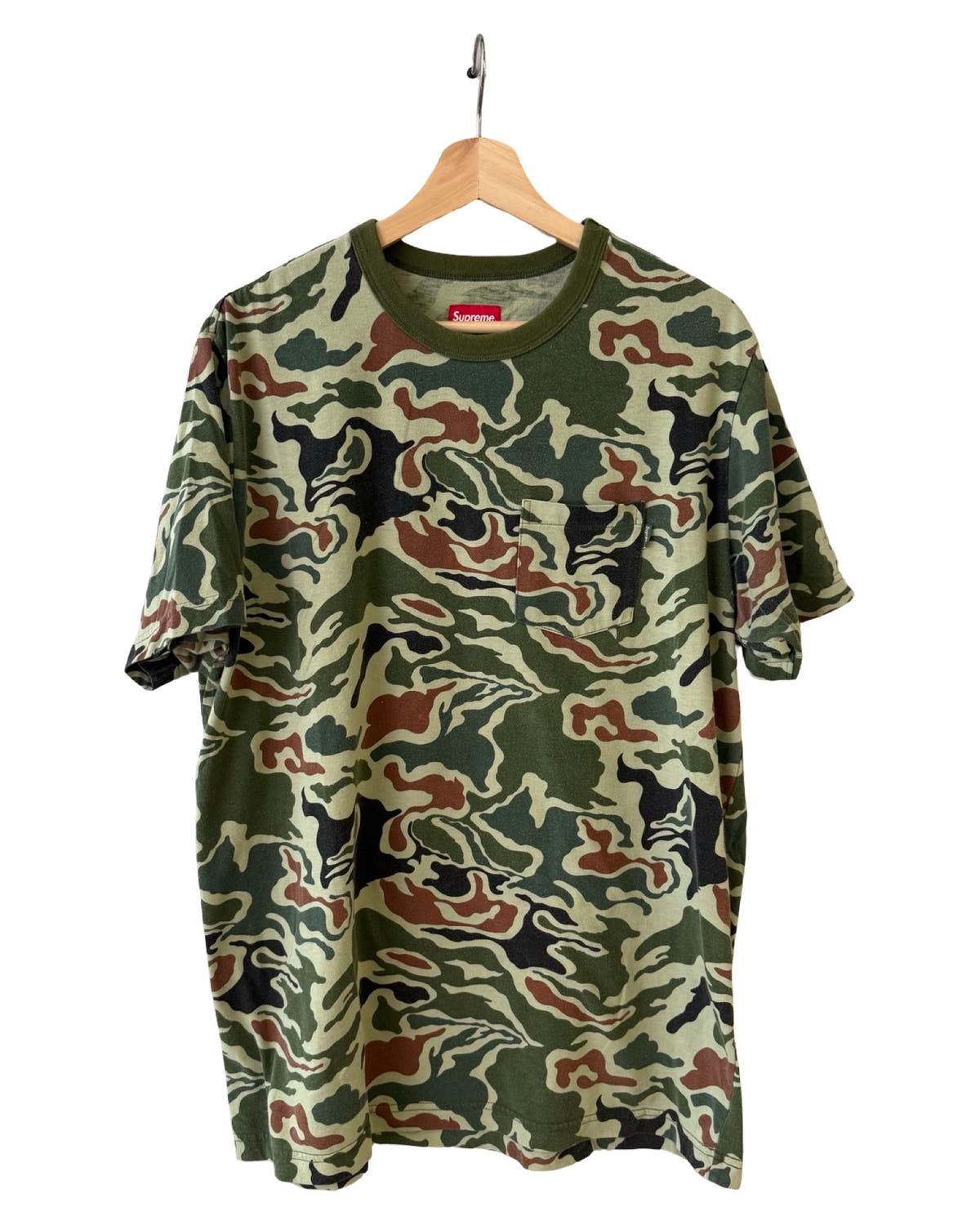 Camiseta Supreme con bolsillo, camuflaje, cosecha 2013