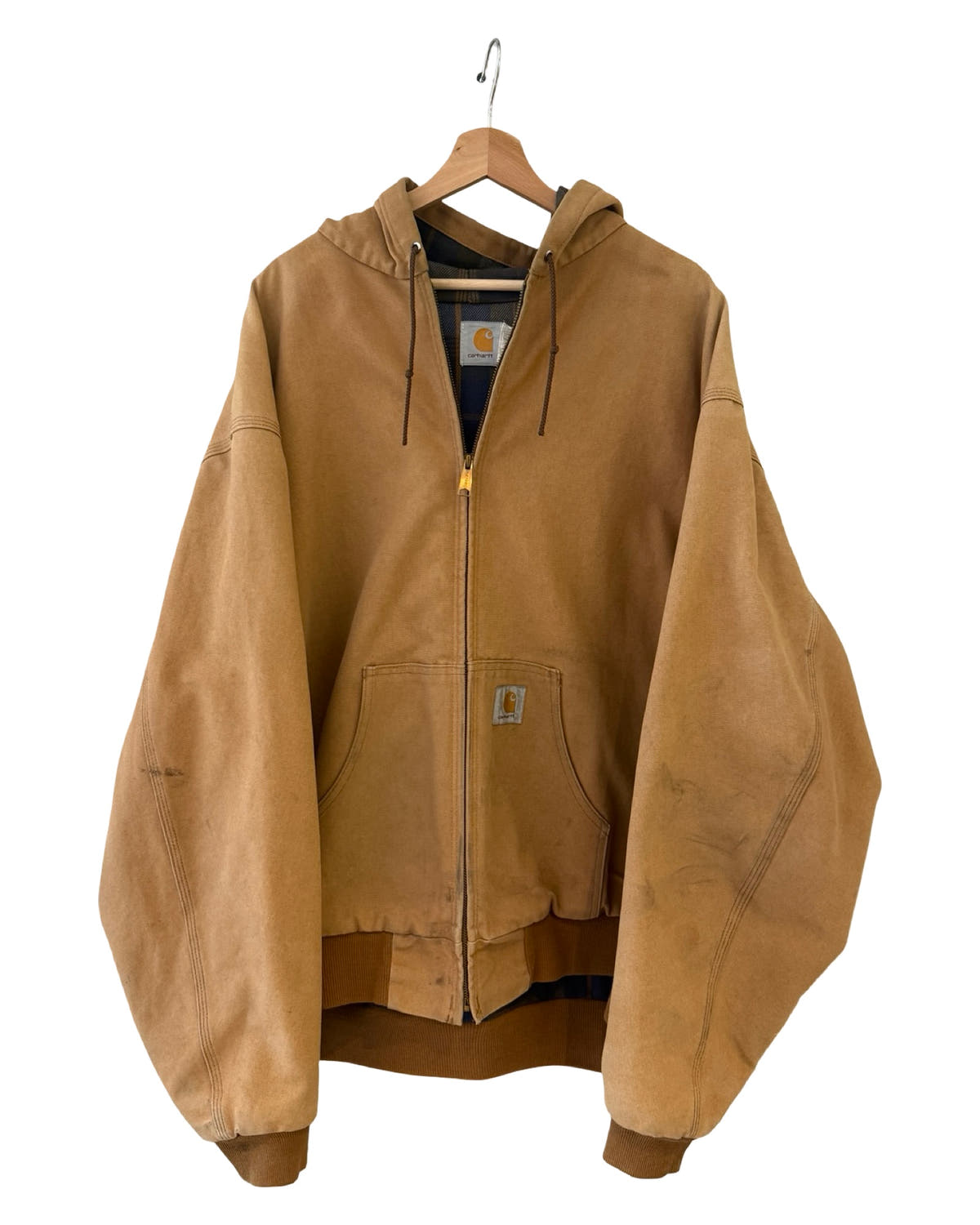 Vintage Carhartt Tan Flannel Lined Hooded Jacket 3rdStrike