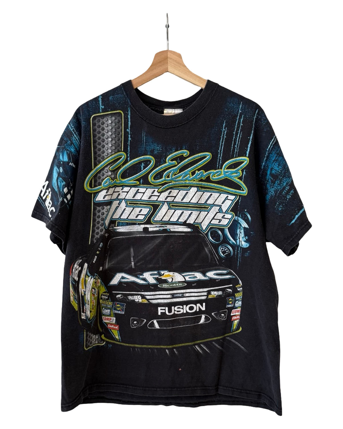 Camiseta vintage Y2K de Nascar de Carl Edwards con estampado completo