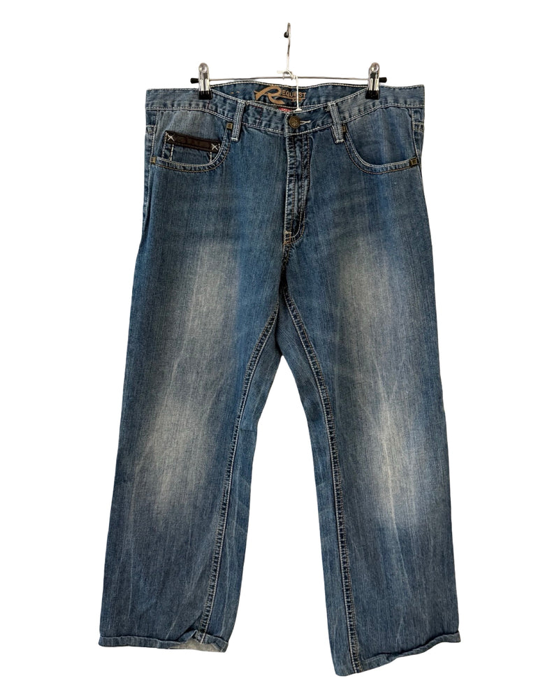Vintage y2k Request Leather Trim Baggy Jeans