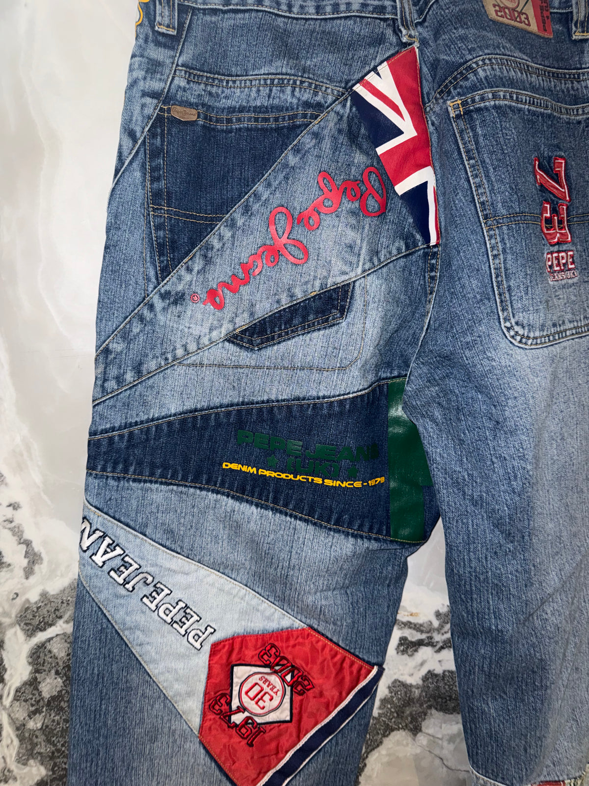 Vintage 2003 Pepe Jeans 30th Anniversary Patchwork Denim Jeans
