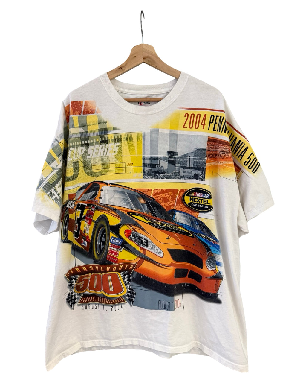Vintage 2004 NASCAR Pennsylvania 500 All Over Print Racing Tee
