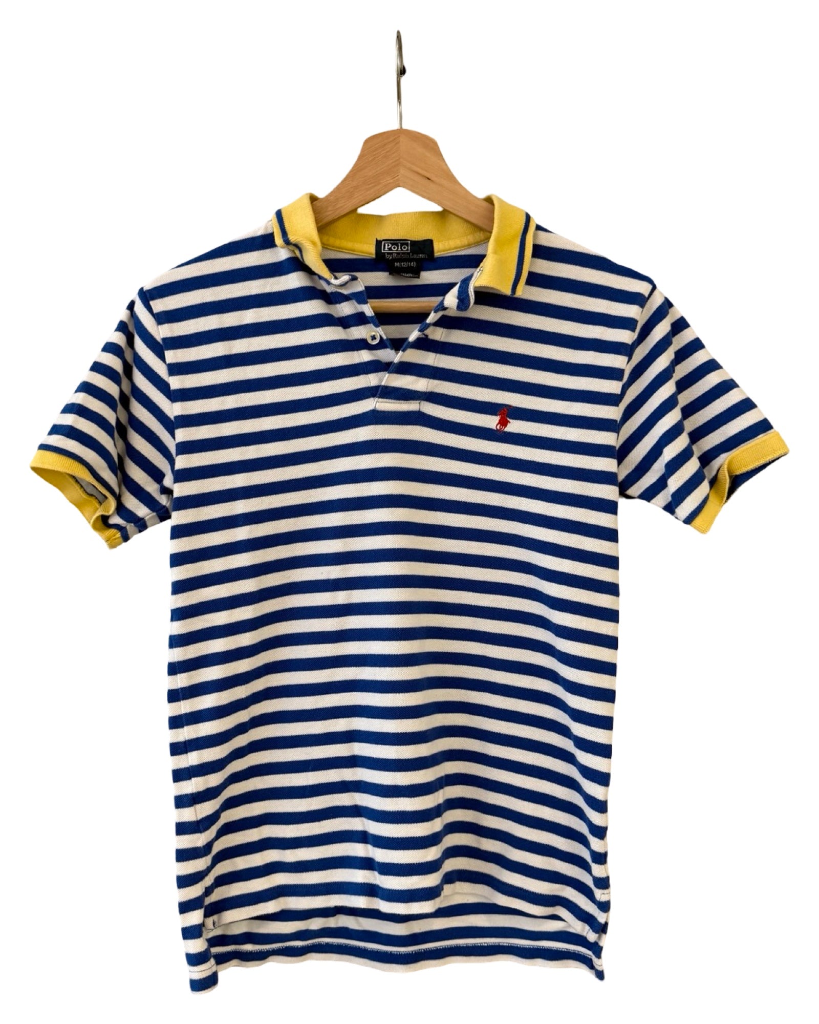 Womens Vintage Polo Ralph Lauren Blue Yellow Striped Shirt
