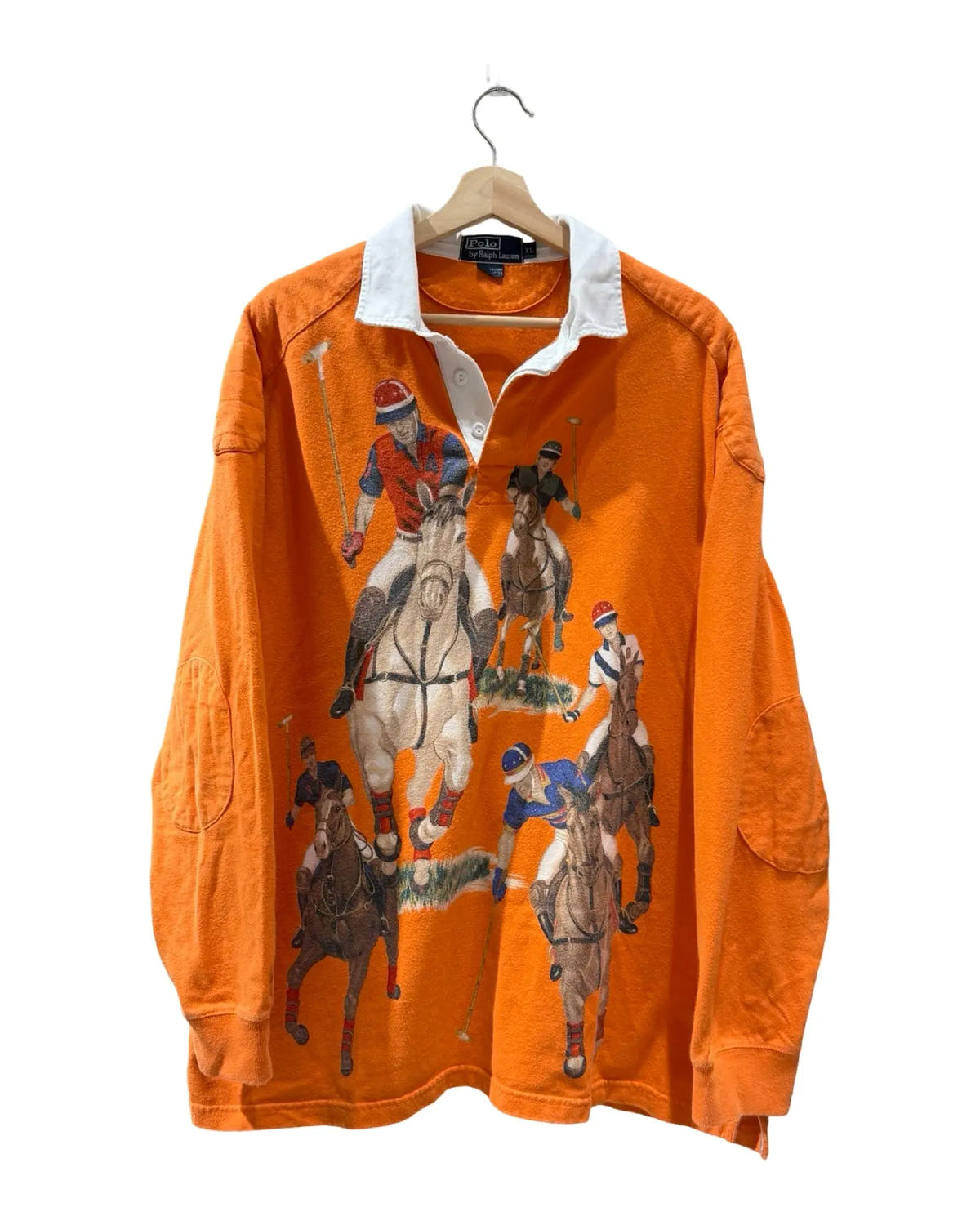 Vintage Polo Ralph Lauren Five Horsemen Orange L/S Rugby Shirt 3rdStrike