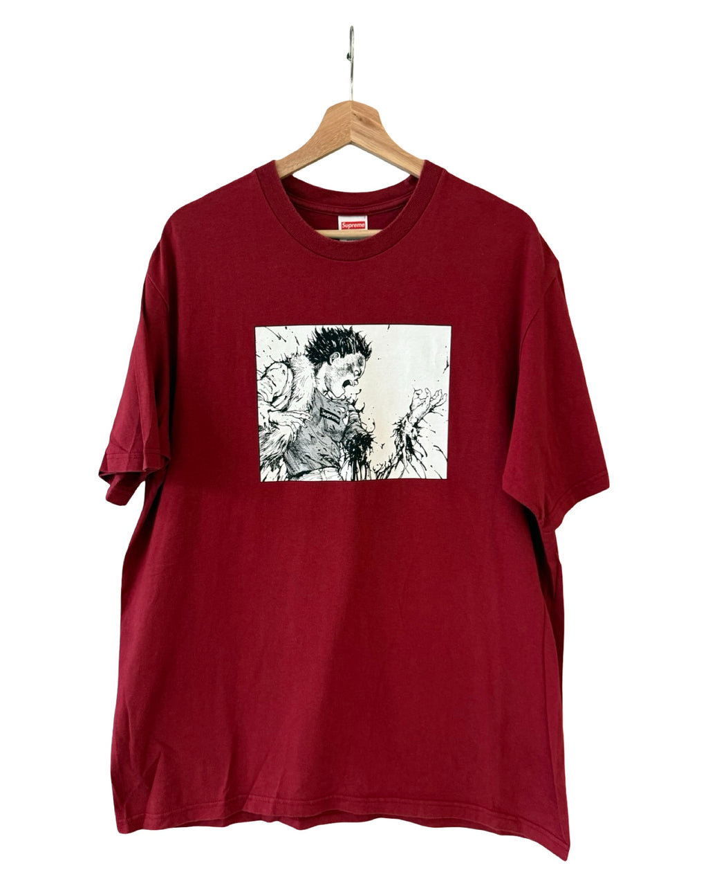 2017 Supreme x Akira Arm Burgundy Tee