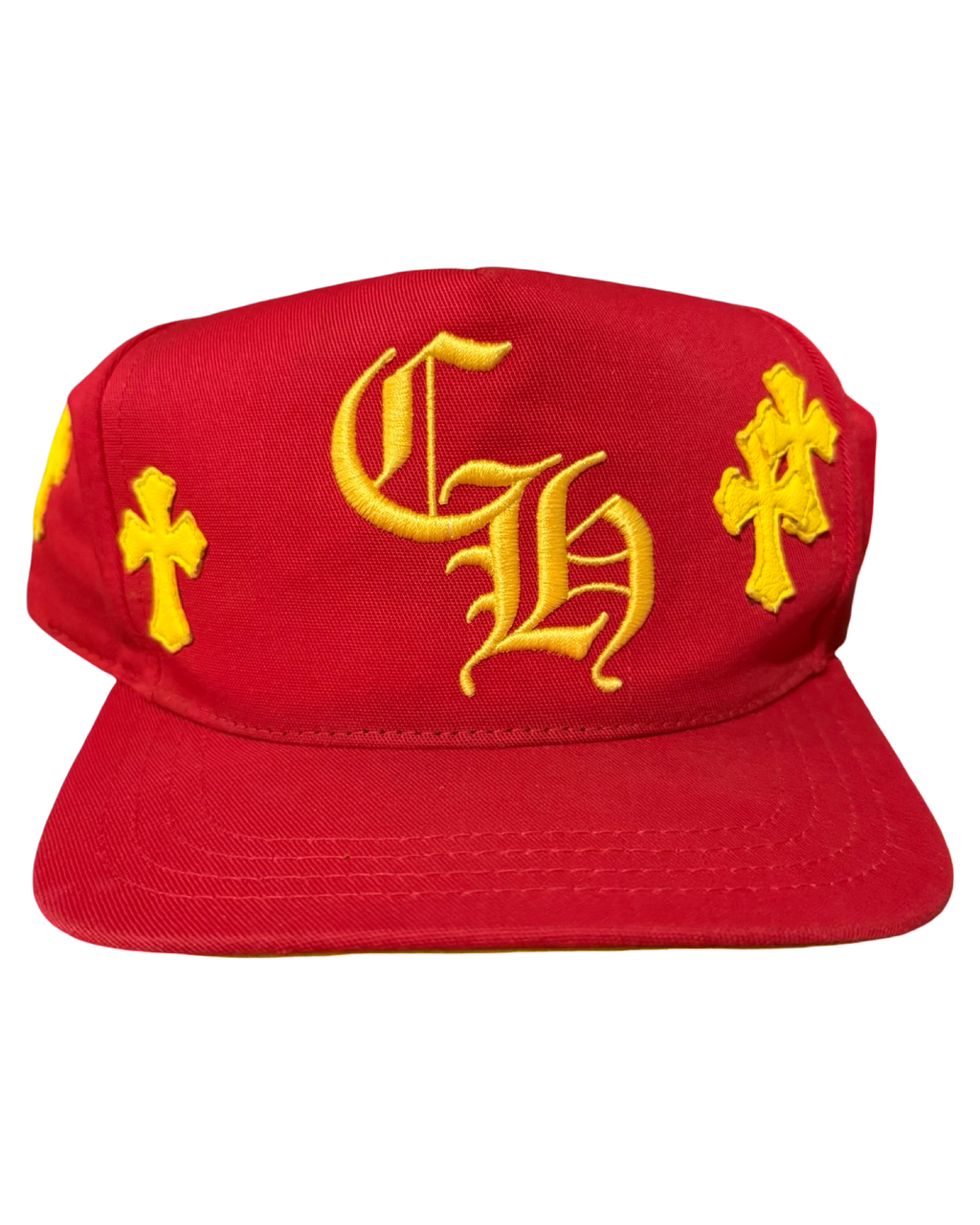 Chrome Hearts Red & Yellow Multi Leather Cross Hat KIF Vintage