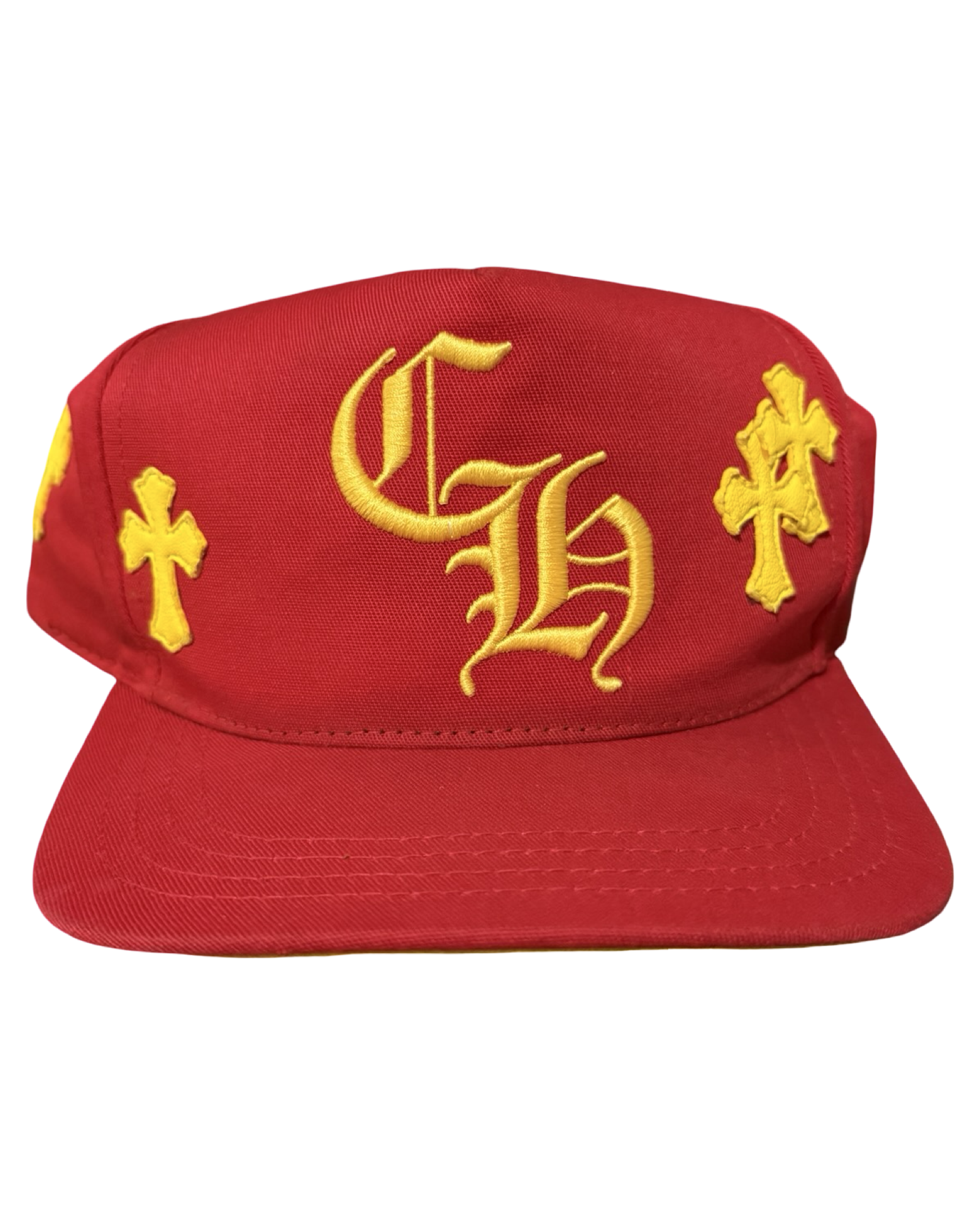 Chrome Hearts Red & Yellow Multi Leather Cross Hat KIF Vintage