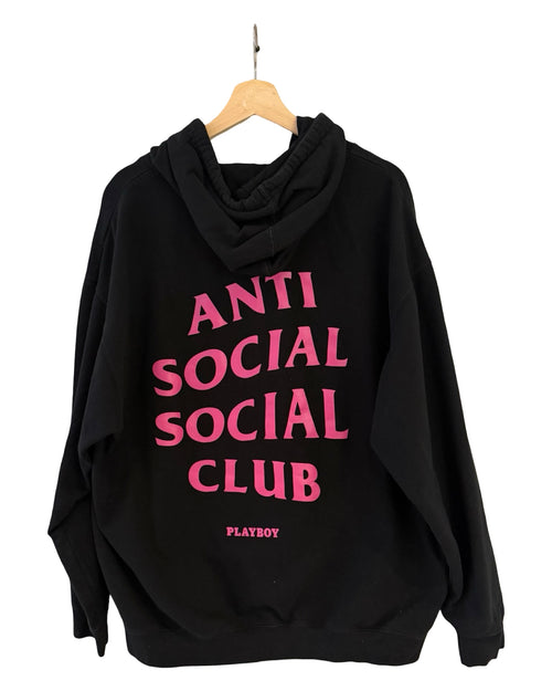 Anti Social Social Club x Playboy Pink Bunny Logo Black Hoodie
