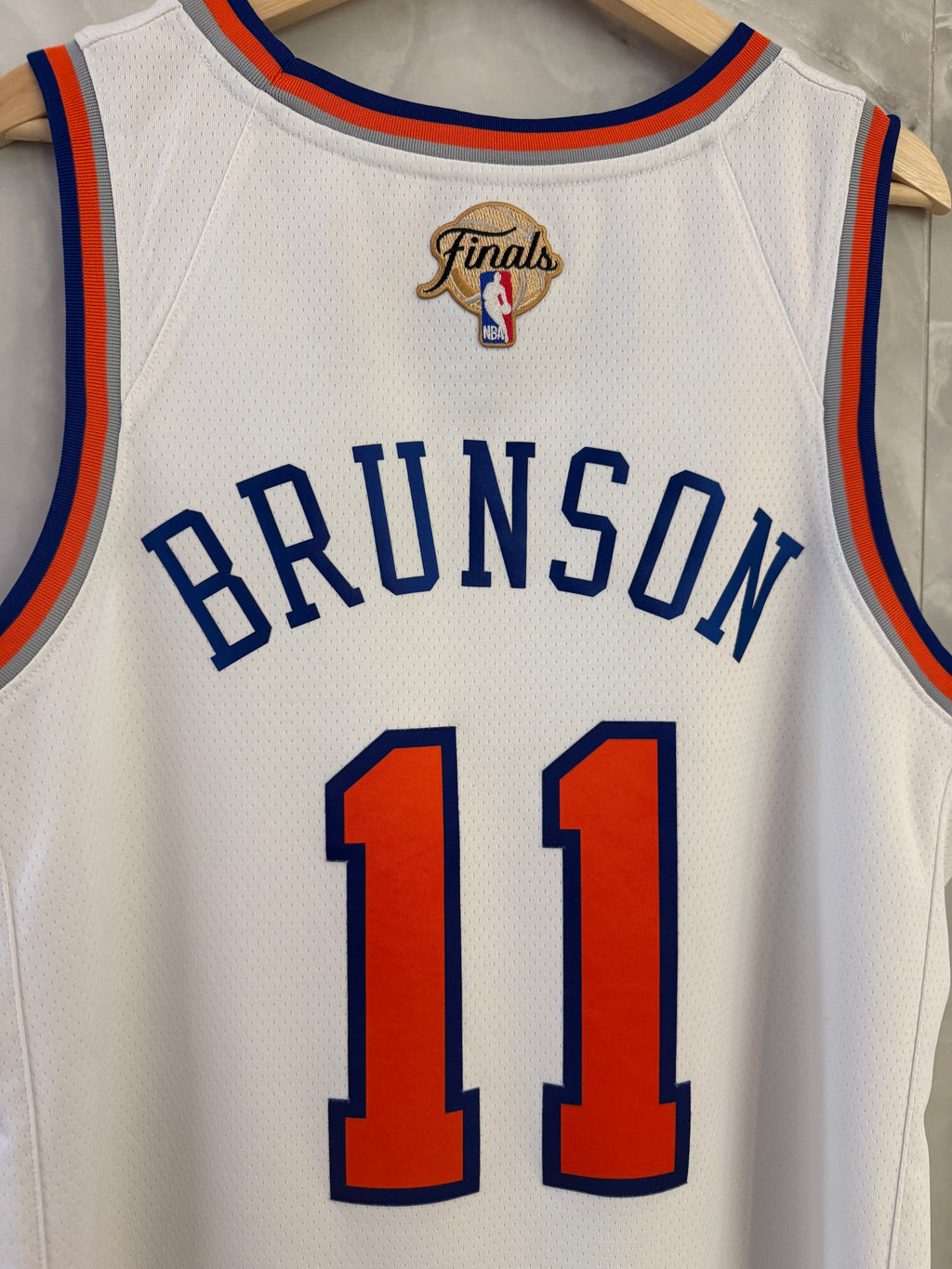 2026 New York Knicks Jalen Brunson 11 NBA Finals White Swingman Jersey