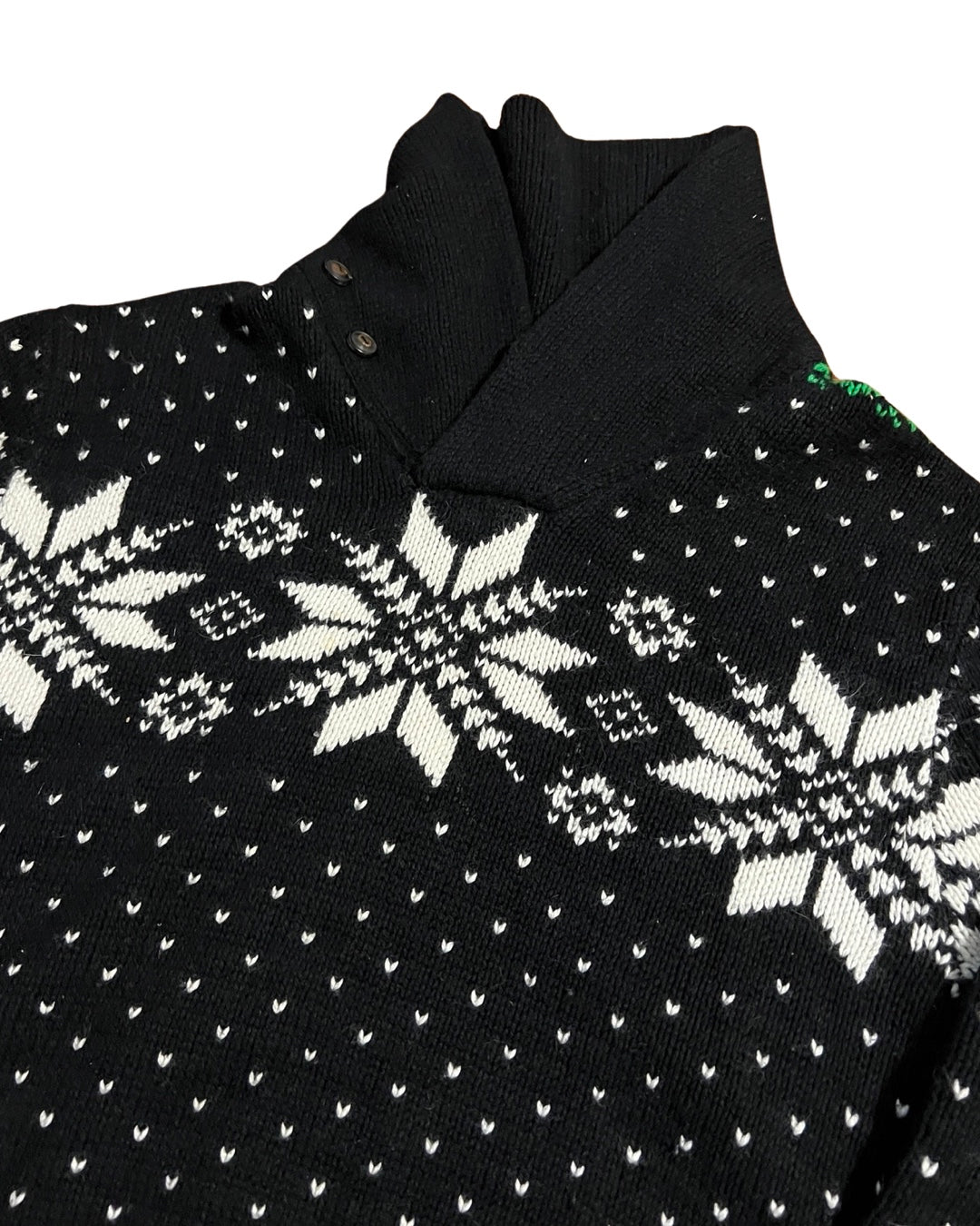 Vintage Polo Ralph Lauren Black Green Snowflake Sweater KIF Vintage