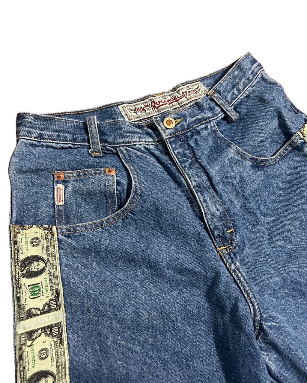 28 x 30 Vintage 80s Jou Jou Money Print Jeans KIF Vintage