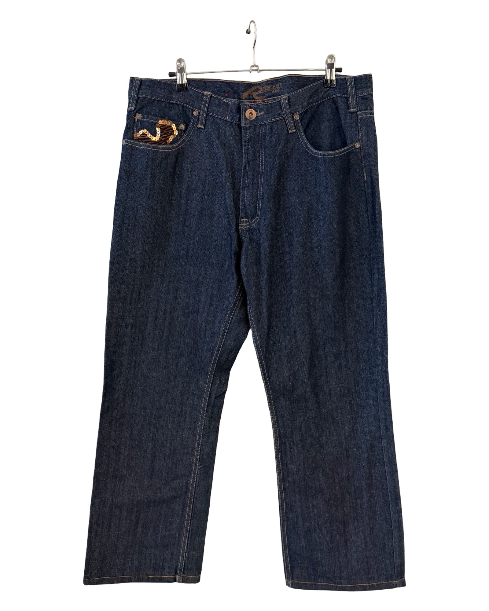 Vintage y2k Request Beaded Baggy Jeans