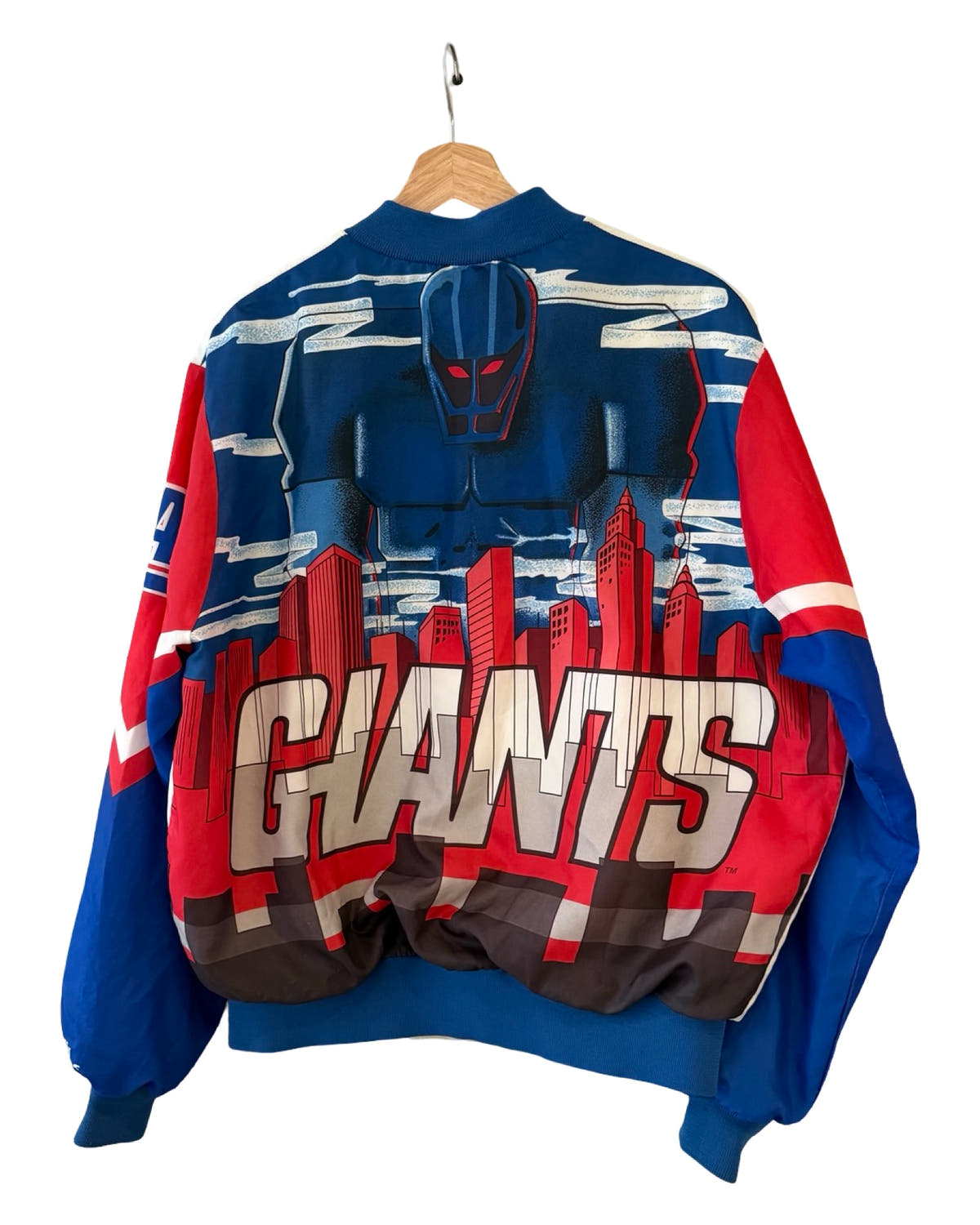Vintage 80s New York Giants City Graphic Chalkline Satin Jacket