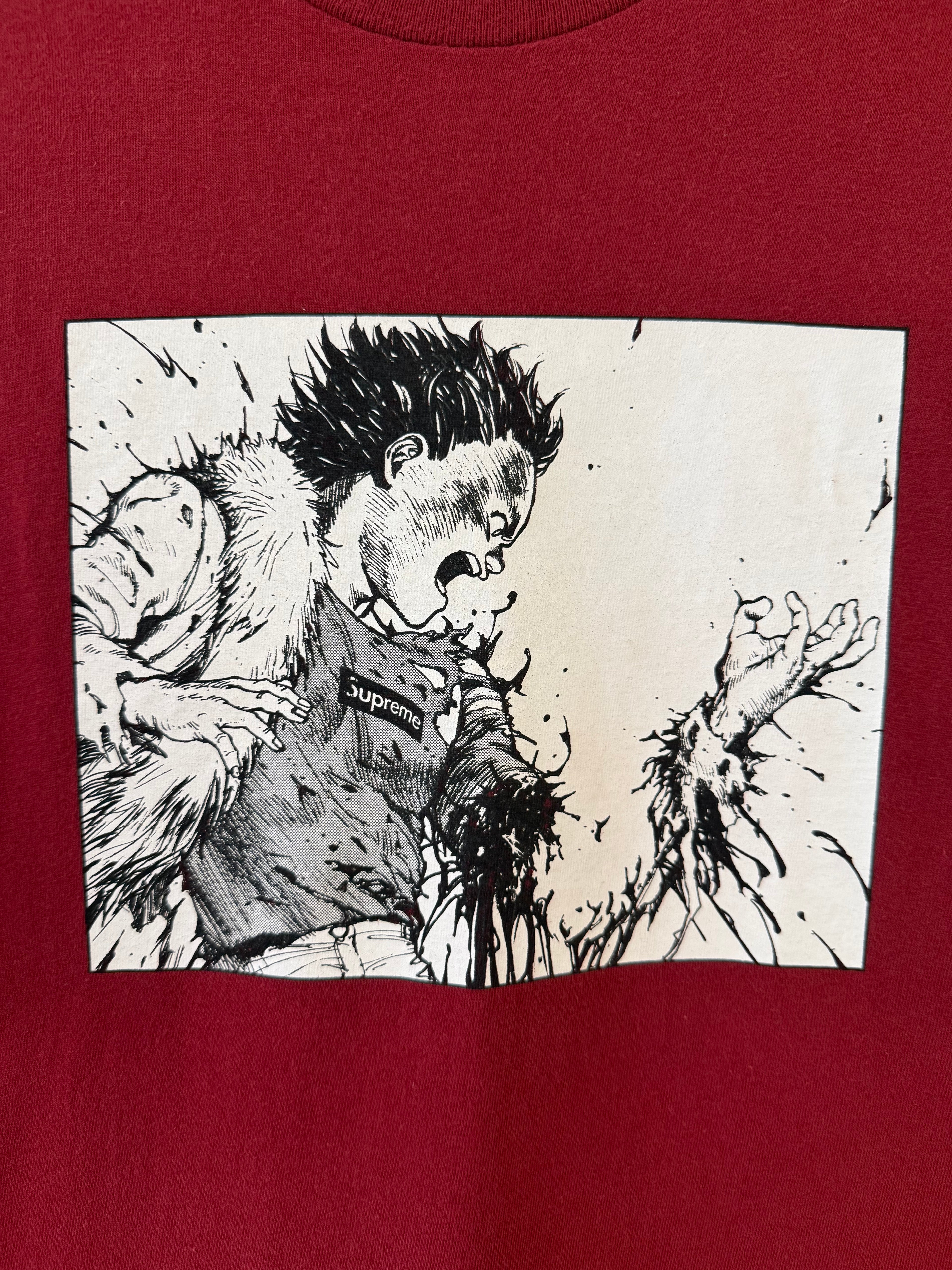 2017 Supreme x Akira Arm Burgundy Tee