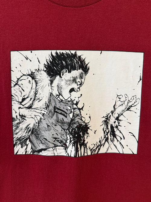 2017 Supreme x Akira Arm Burgundy Tee