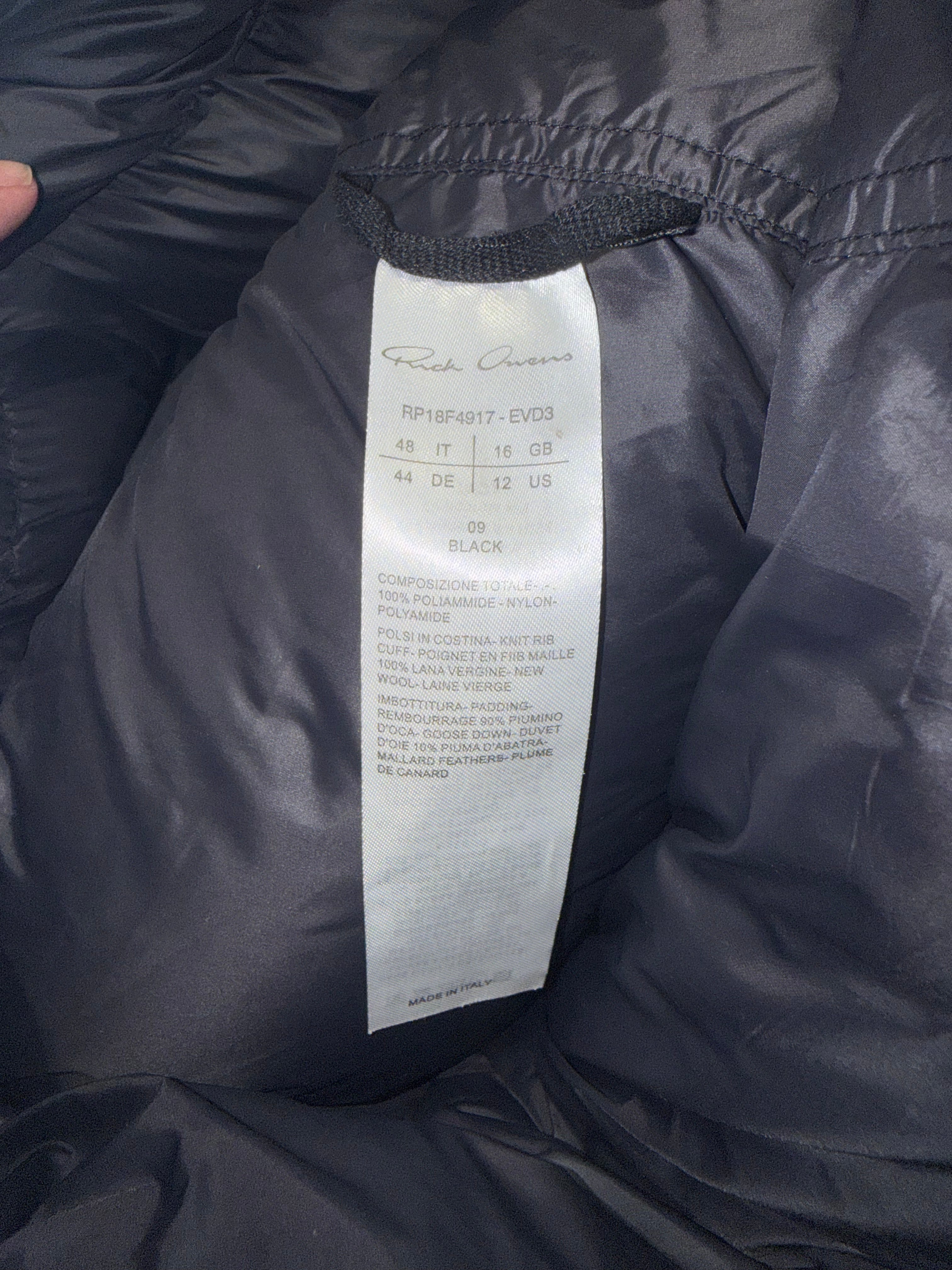 Rick Owens FW18 Sisyphus Down Puffer Jacket