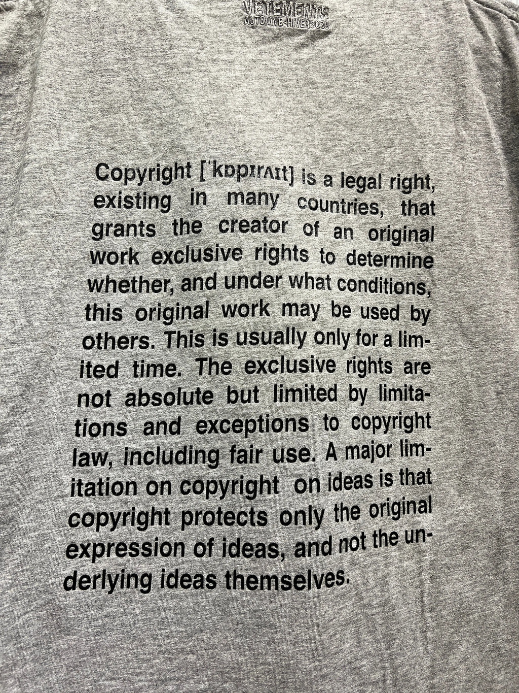 Archive FW/20 Vetements Copyright Tee KIF Vintage