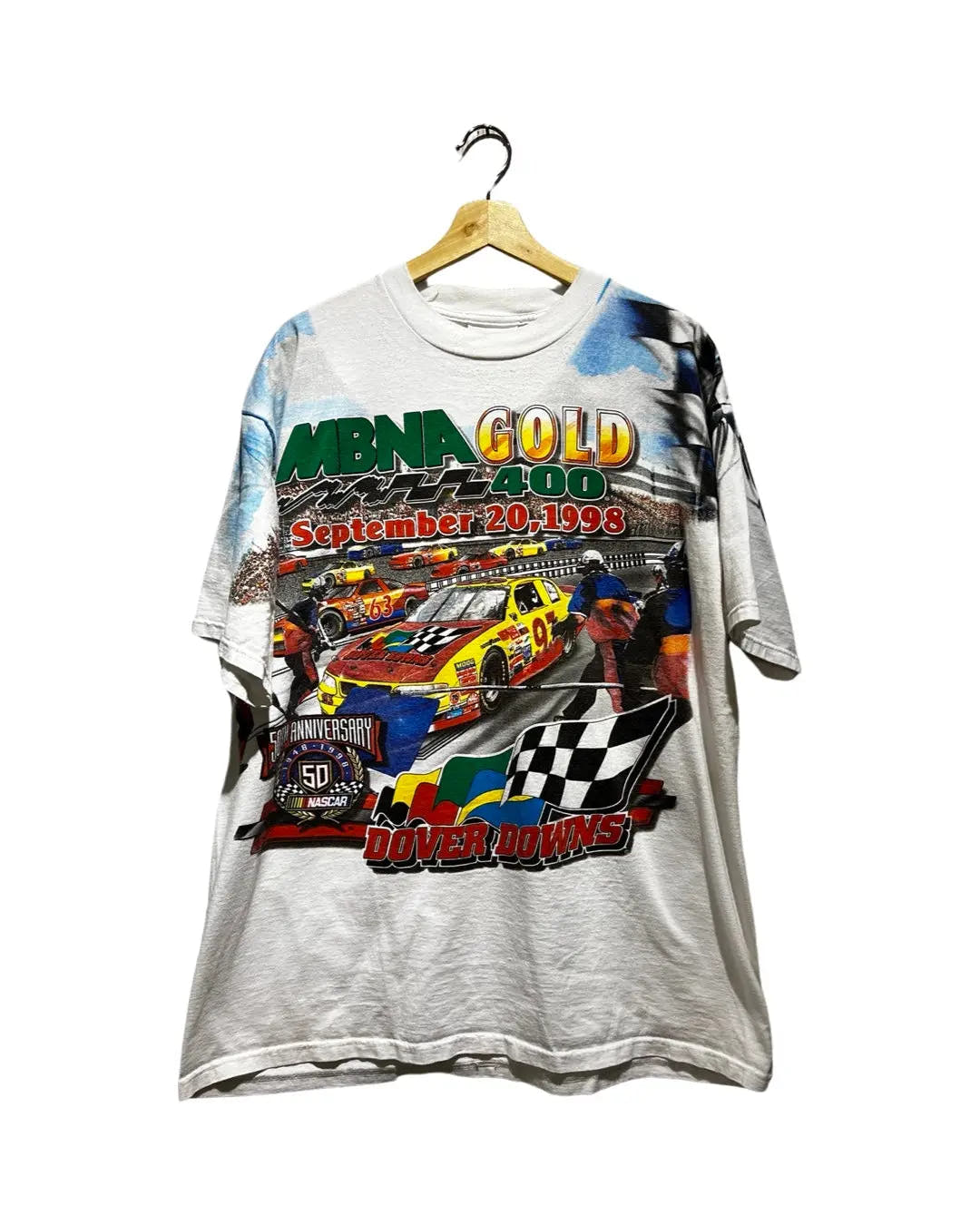 Vintage 1998 Nascar MBNA Winston Cup Gold All Over Print Tee 3rdStrike
