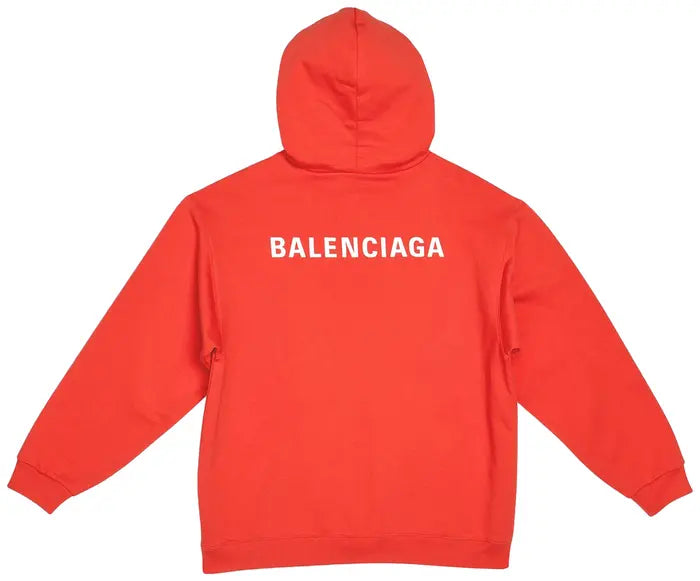 Balenciaga Back Logo Red & White Hoodie