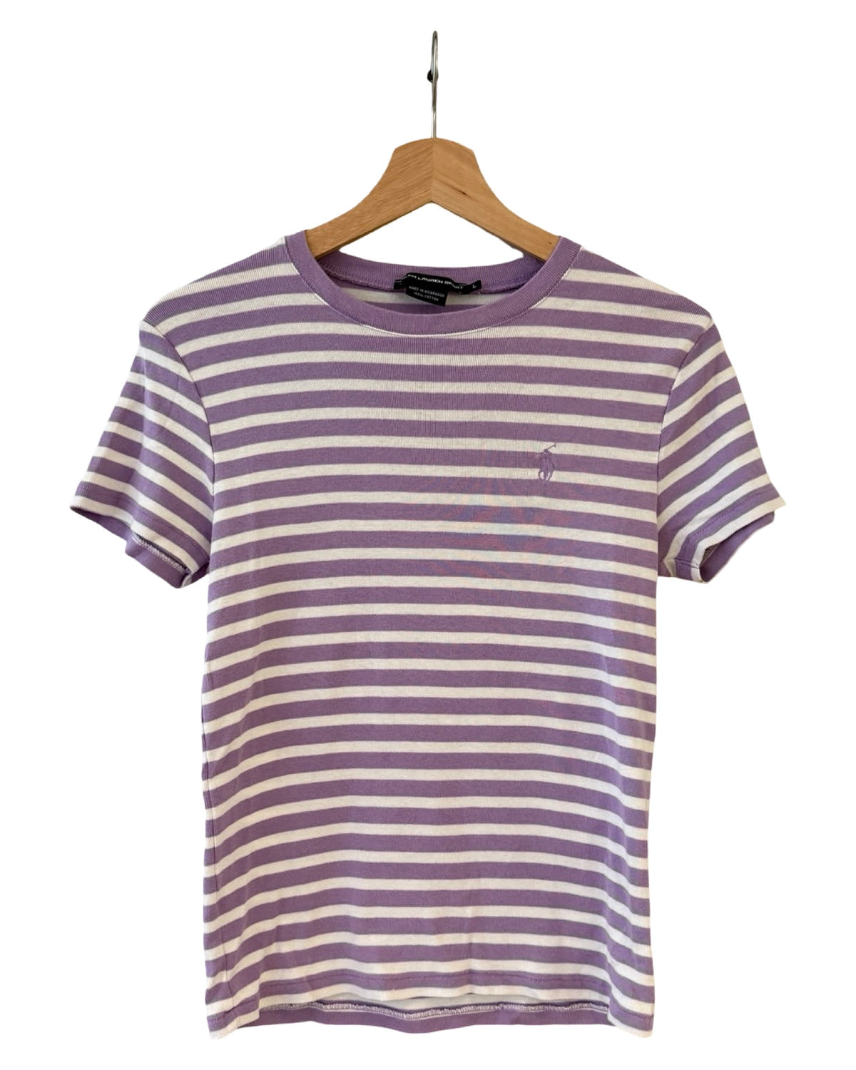 Camiseta a rayas moradas vintage Polo Ralph Lauren para mujer