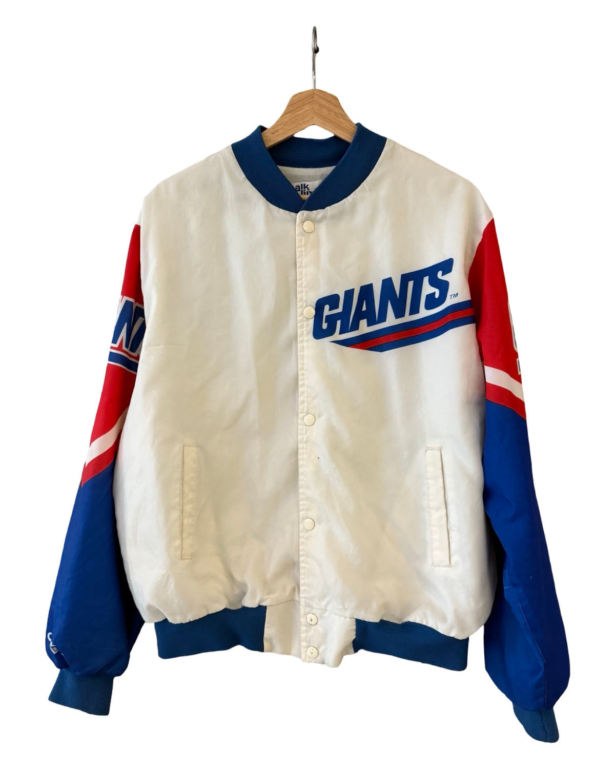 Vintage 80s New York Giants City Graphic Chalkline Satin Jacket