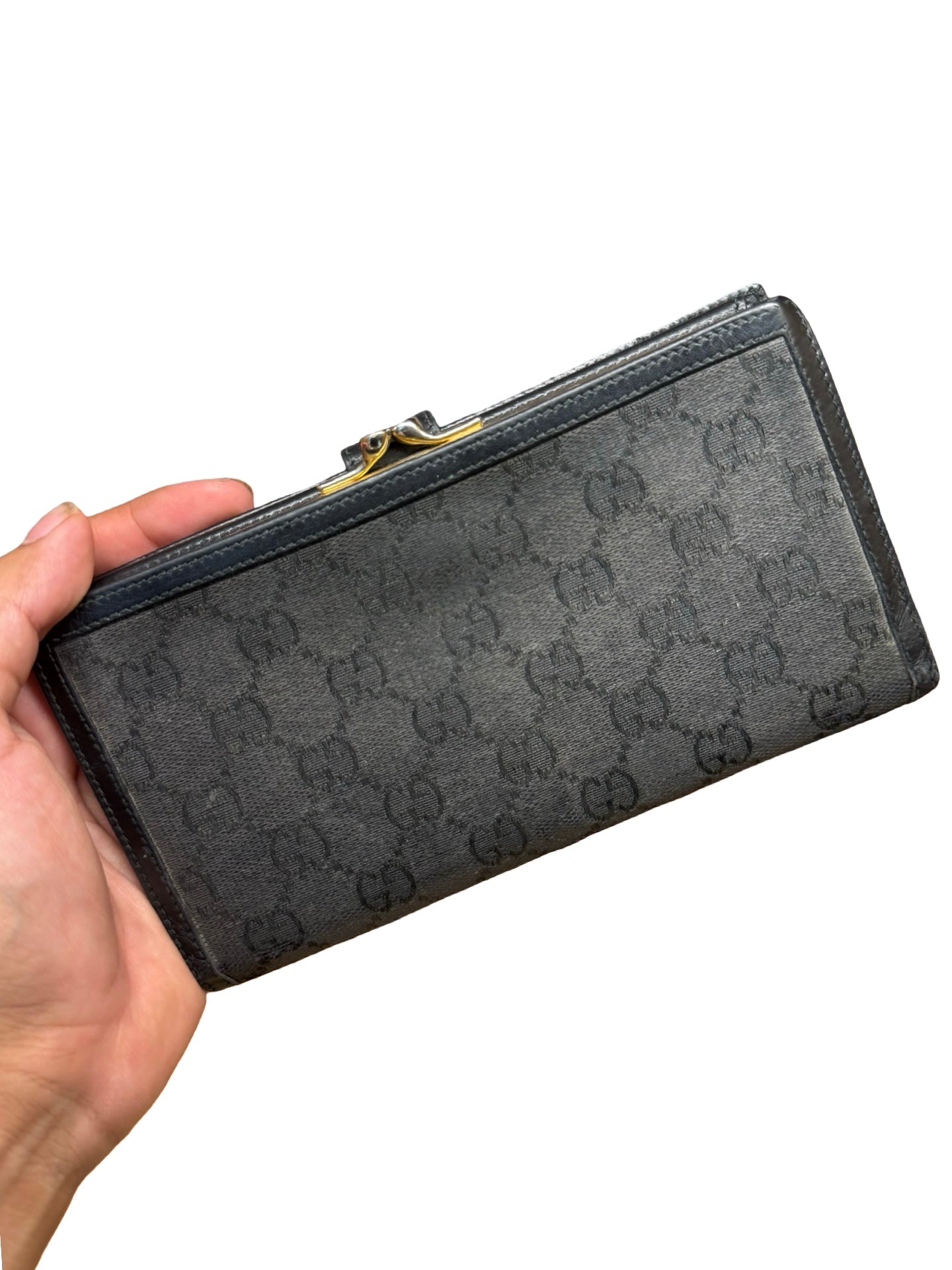 Vintage 80s Gucci GG Monogram Canva Bifold Long Women’s Wallet