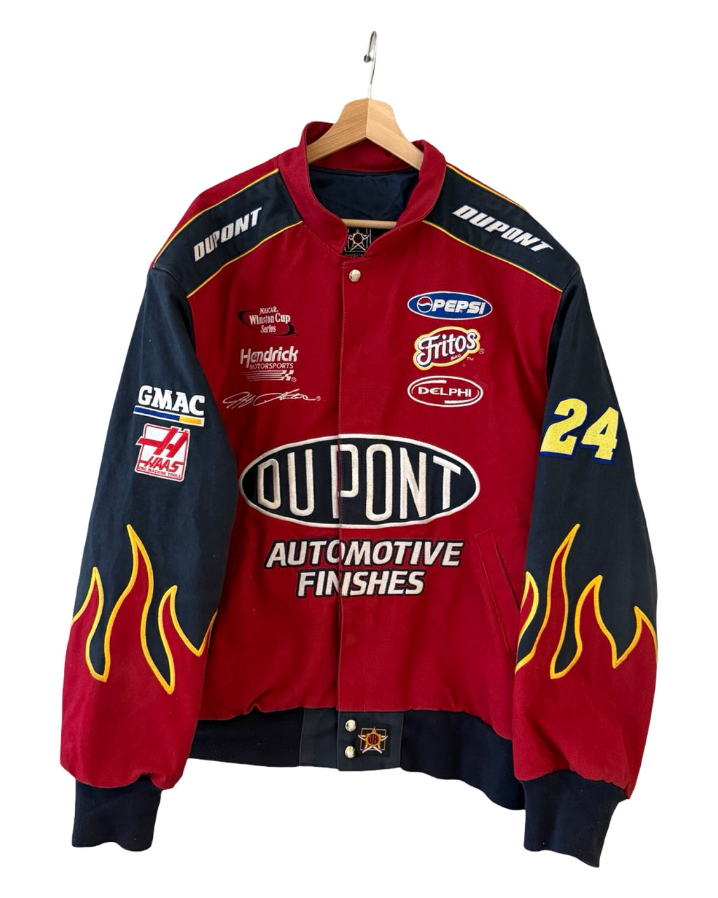 Vintage 90s NASCAR Jeff Hamilton DuPont Flames Racing Jacket