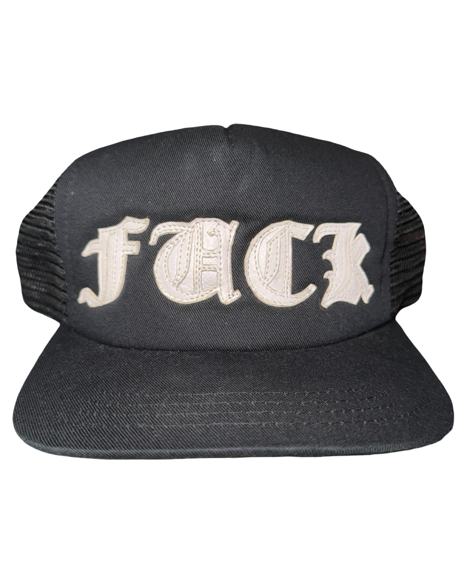 Chrome Hearts FUCK Leather Letters Hat KIF Vintage